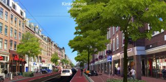 Kinkerstraat: ruimte voor fietser, auto naar trambaan