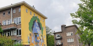 Ineens is daar die muurschildering aan de Bos en Lommerweg