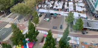 Speelse, kleurige graffiti op Plein ’40-’45