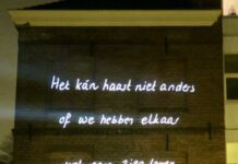 Lichtkunst met teksten bewoners Oud-West