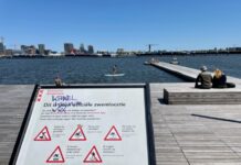 Waarschuwing aan zwemmers Houthaven