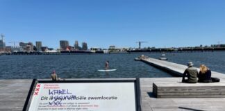 Waarschuwing aan zwemmers Houthaven