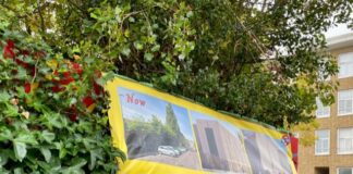 Protest buurtbewoners tegen bouw elektriciteitsstation in Bos en Lommer