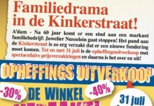 Opheffingsuitverkoop bij Nusselein in de Kinkerstraat