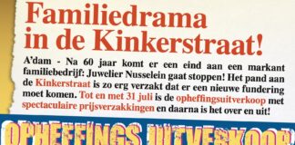 Opheffingsuitverkoop bij Nusselein in de Kinkerstraat