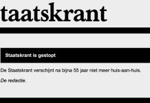 Staatskrant stopt na ruim halve eeuw: ‘Kosten niet meer op te hoesten, steun bleef grotendeels uit’