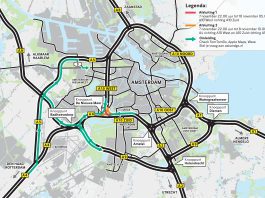 Afsluiting A10 West richting A10 Zuid op 7-10 november