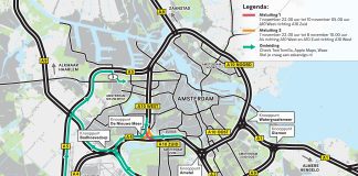 Afsluiting A10 West richting A10 Zuid op 7-10 november
