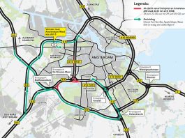 Verbinding A10 West richting A10 Zuid in weekend dicht door werkzaamheden Schinkelbrug