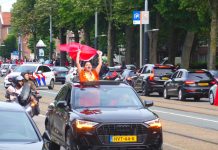 Supporters Marokko vieren overwinning op Nederlands elftal